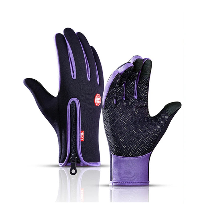 Men Women Cycling Winter Warm Sport Gloves Touchscreen Outdoor Fishing Splash-proof Skiing Snowboard Nonslip Zipper Gloves