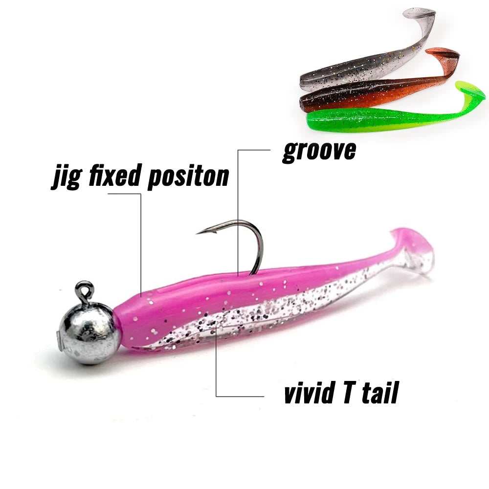 GOBAIT T-Tail Worm and Jig Head Kit