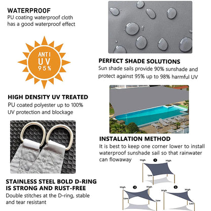 Waterproof Sun Shelter Triangle Sunshade Protection Outdoor  Cover Garden Patio Pool Shade Sail Awning Camping Sun Shade 420D