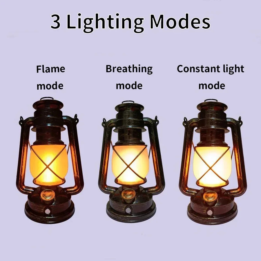Vintage Rechargeable Camping Lantern – 3 Lighting Modes