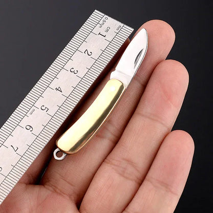 5cm Acrylic Mini Folding Knife Pendant Brass Wood Keychains Sharp Small Blade Portable Hanging Outdoor Camping Unboxing Knife