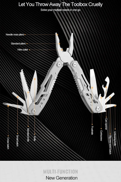 Multi-tool Pliers Outdoor Combination Knife Pliers Stainless Steel Folding Portable Multi-purpose Camping Survival Pliers Tools