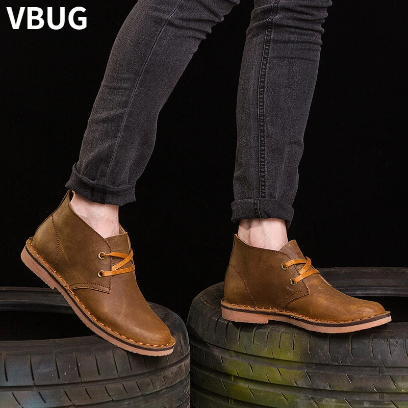 Men’s Classic Leather Work Boots – Safety Ankle Boots for Winter & Casual Wear
