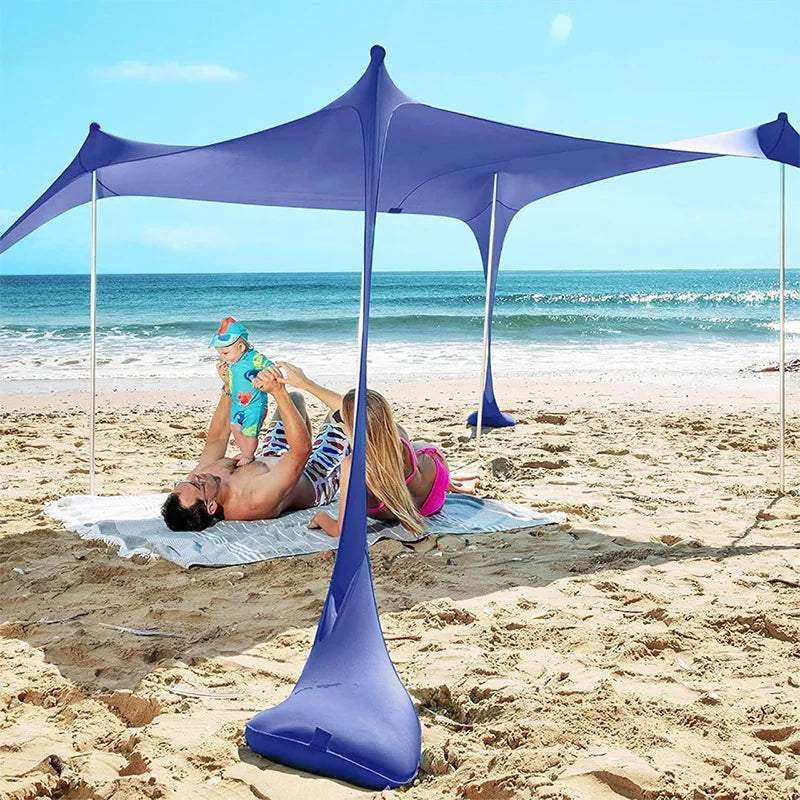 Beach Tent Sun Shelter 10 x 10FT with 4 Sandbags, UPF 50+ Protection Beach Shade Canopy, Protable Easy Set Up Canopy Tent