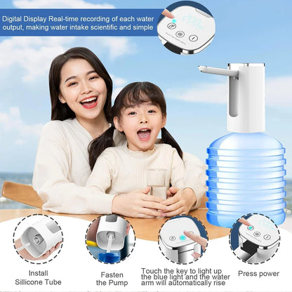 LED Display Water Bottle Pump Foldable Electric 1200mah Type C Rechargeable Automatic Stop Touch Button 3 Quantitative Settings