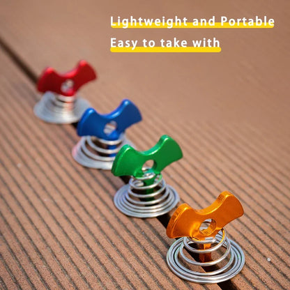 5pcs Fish Bone Shaped Tent Pegs with Rope Buckles Camping Deck Floor Nails Spring Design Outdoor Adventure Essential Accessories