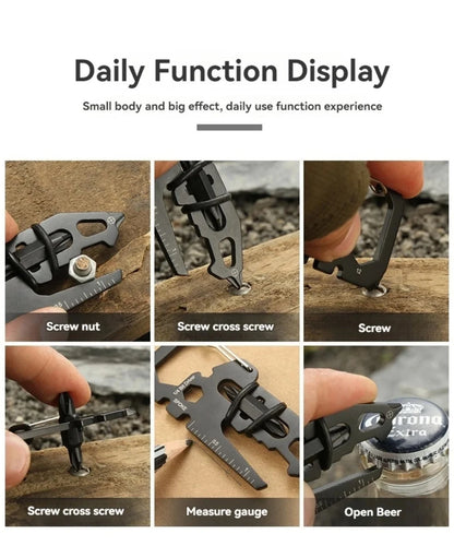 Stainless Steel Outdoor Tools CarabinerClip Bottle Opener Keychain RingMultifunction Card Tool campingClimbing Accessories