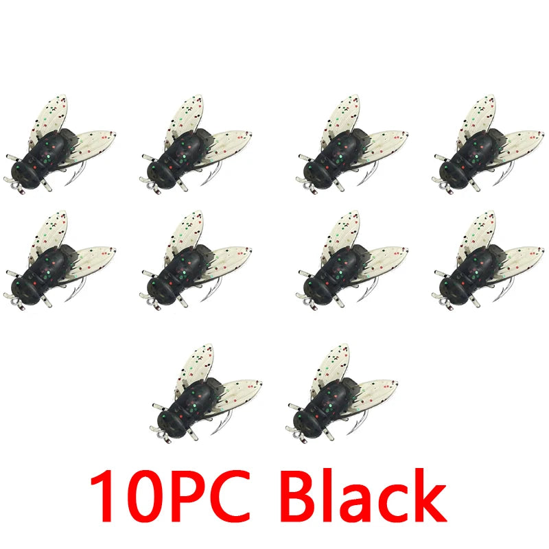 Soft Rubber Insect Flies Set (10 Pack)