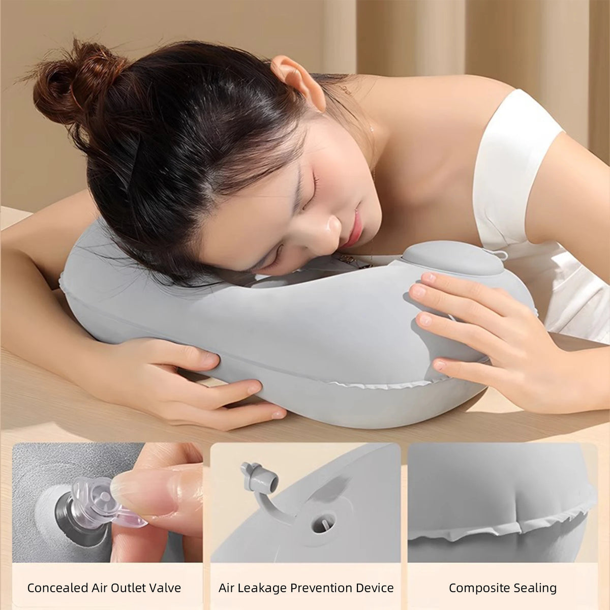 U-Shaped Inflatable Travel Pillow Portable Air Neck Support Cushion Comfortable Sleeping Press to inflate pillow neck pillow