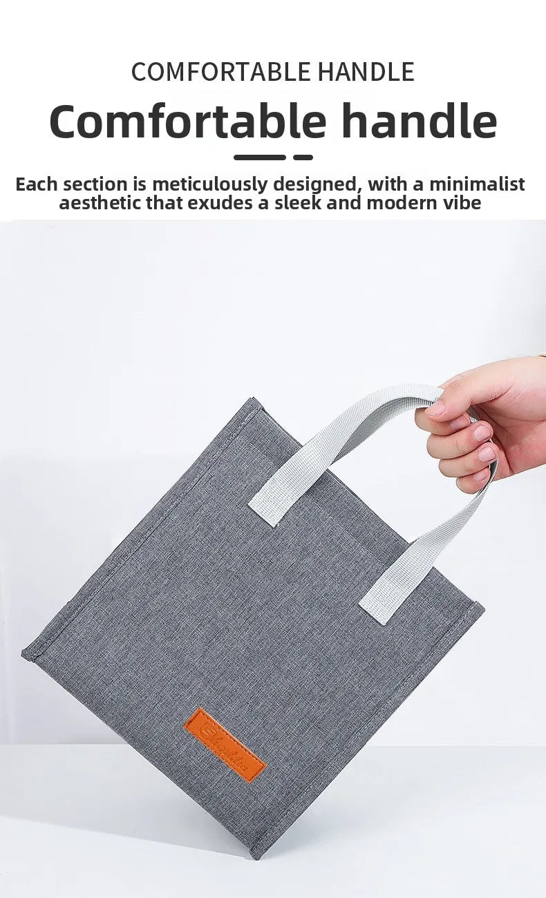 Portable Thermal Insulated Lunch Bag Simple Large Capacity Handle Lunch Tote for Work Picnic Travel Lunch Box