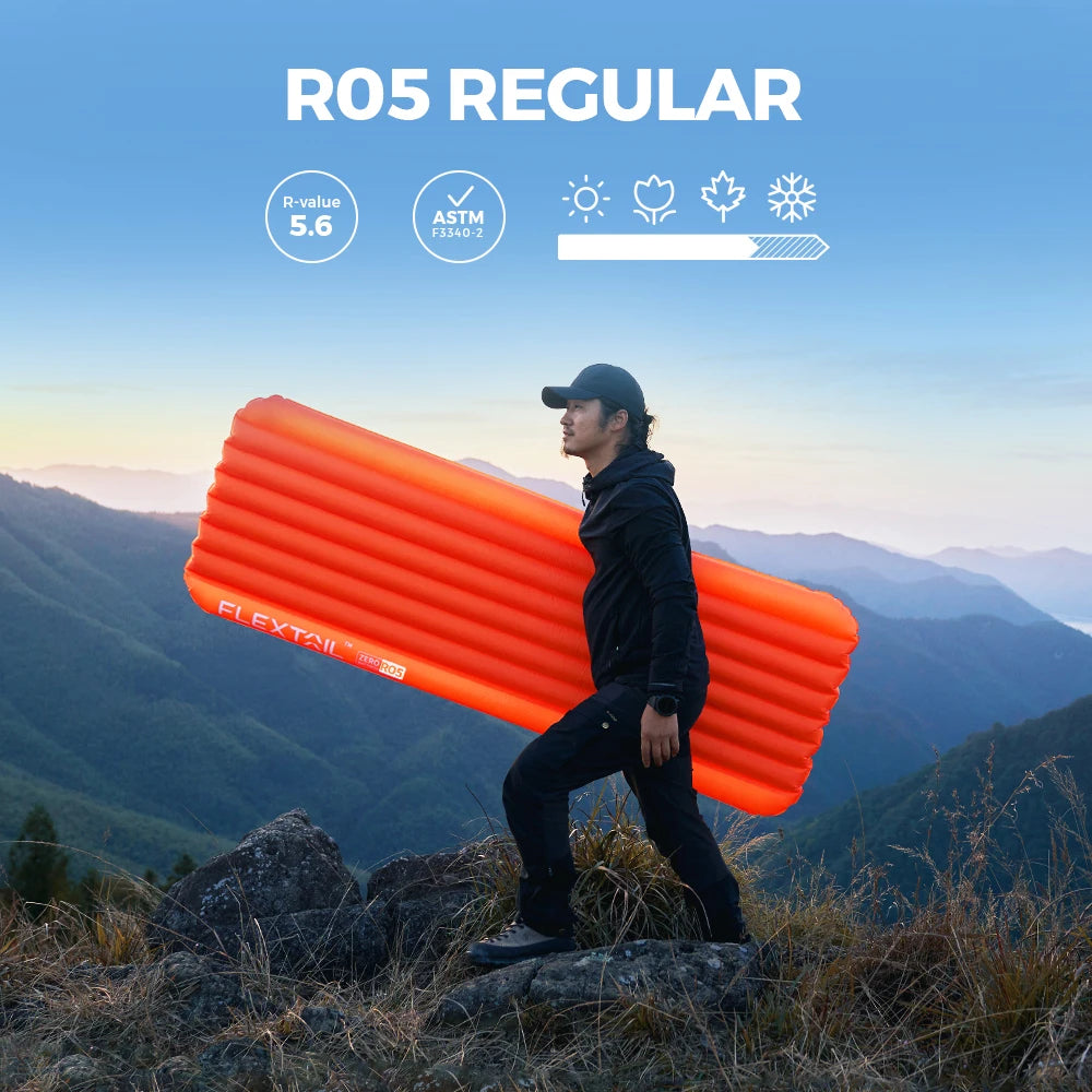 FLEXTAIL ZERO MATTRESS PLUS - 196cm Insulated Sleeping Pad with 5.6/6.0 R-Value, Ultralight Inflatable Camping Mat