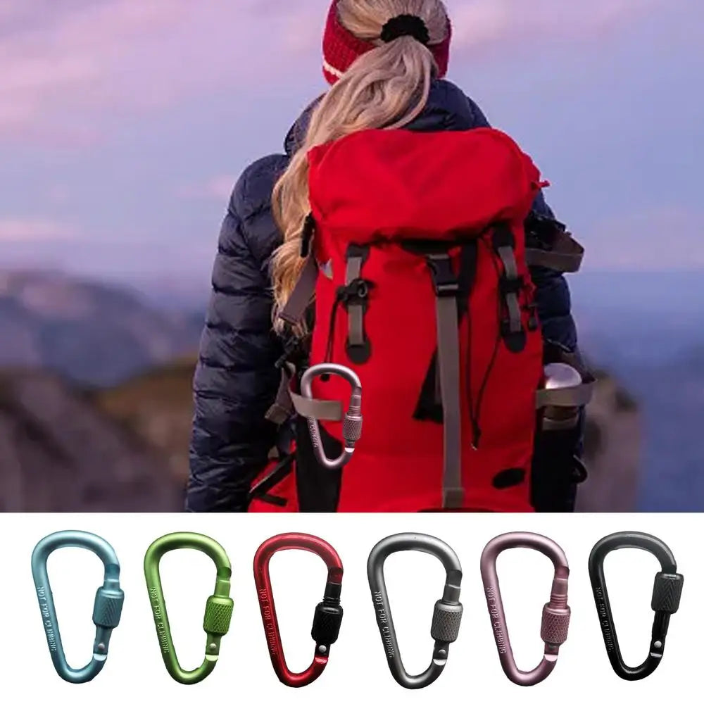 1PC Aluminum Alloy Carabiner Safety Buckle Keychain With Lock Climbing Button D-shape Carabiner Camping Hiking Hook Multi Colors