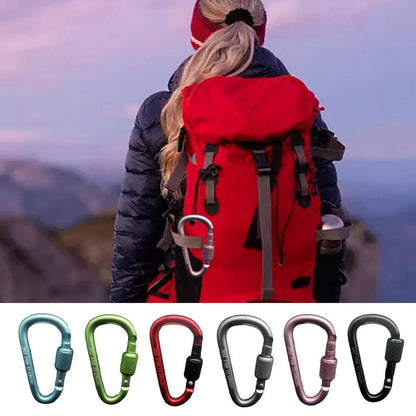 1PC Aluminum Alloy Carabiner Safety Buckle Keychain With Lock Climbing Button D-shape Carabiner Camping Hiking Hook Multi Colors