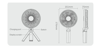 New Portable Folding Handheld Fan 3000mAh Desktop Rechargeable Fan Angle Adjustable for Home Outdoor Travel Camping