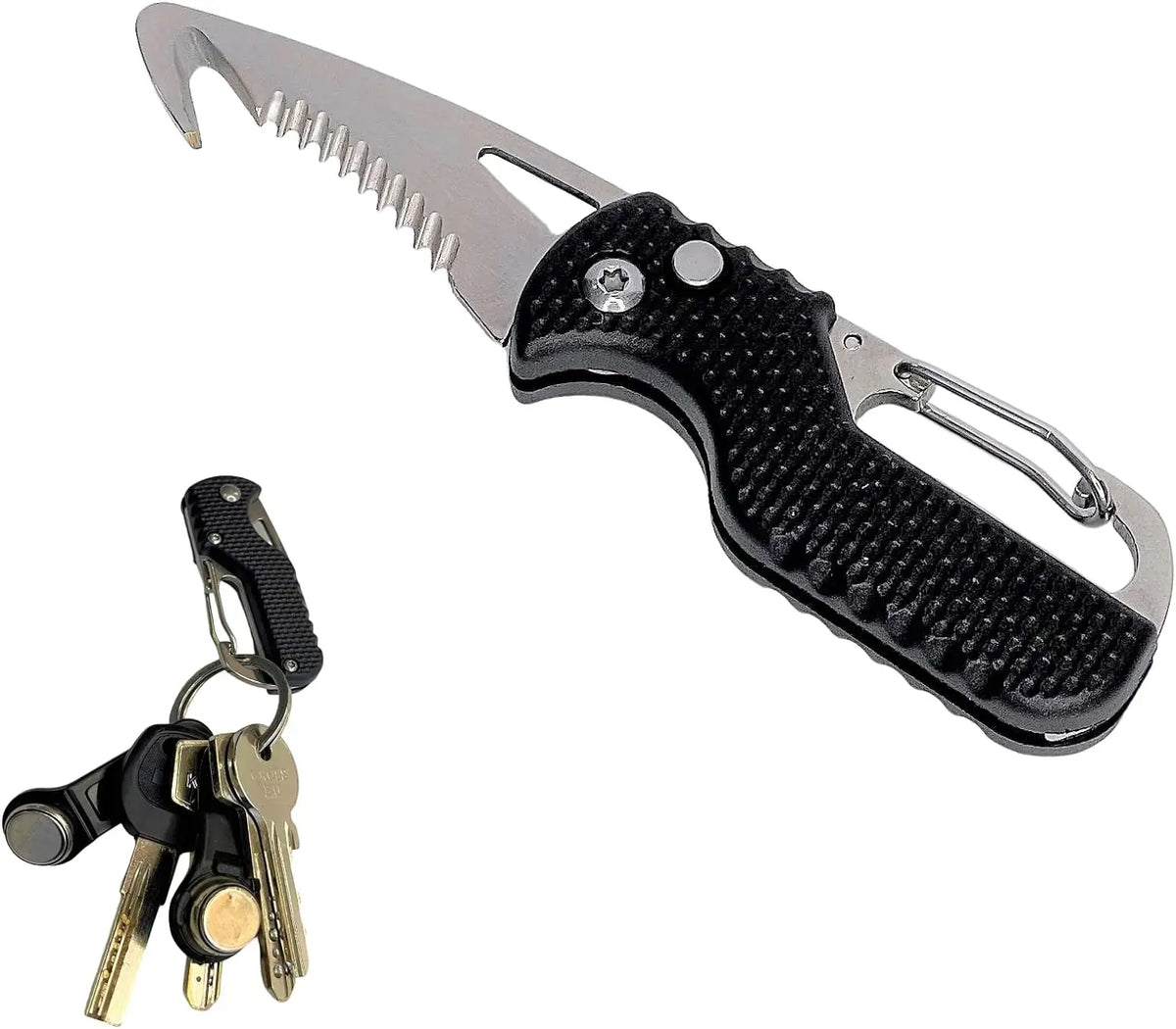 Portable Folding Knife Express Package Knife Gift Keychain Serrated Hook Knife Outdoor Camping Carry-on Survival Tool Box Opener