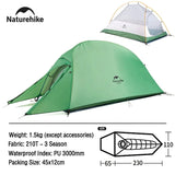 Naturehike Cloud Up Camping Tent Waterproof Easy Build Beach Tent Outdoor 1 Person Portable Large Space Hiking Backpacking Tents