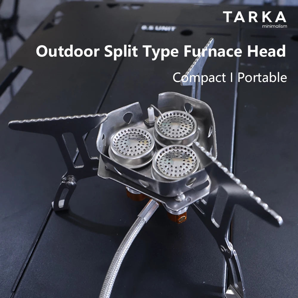 TARKA Camping Gas Stove 5800w 3 Head Gas Burner Tourist Strong Fire Furnace Climbing Hiking Equipment Picnic Kitchen Cookware