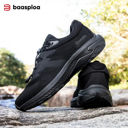 Baasploa Men Hiking Shoes Summer Breathable Comfort Soft Outdoor Sneakers New Solid Walking Shoes Anti Slip Wear-resistant