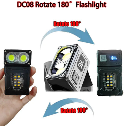 MINI USB Rechargeable LED Flashlight Portable Tail Magnet Flashlight Super Bright Camping Lantern Side COB Emergency Light