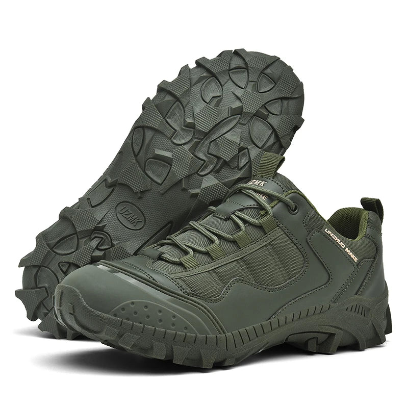 Men’s Genuine Leather Mountaineering Shoes – Anti-Slip Hiking Boots Outdoor Breathable Sports Footwear
