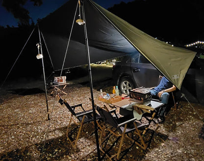 Bat Shape Car Side Awning Black Coating Tarp 2x3 Outdoor Waterproof Camping Black Coated Car Rear Shelter Tent for SUV Van
