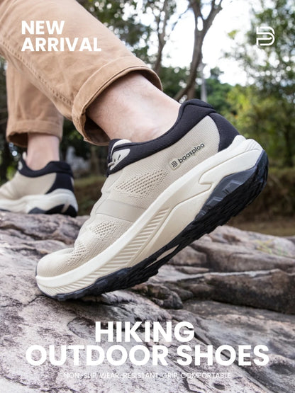 Baasploa Men Hiking Shoes Summer Breathable Comfort Soft Outdoor Sneakers New Solid Walking Shoes Anti Slip Wear-resistant