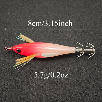 Ackibbik Glow Squid Jig Egi Set (5 Pack)