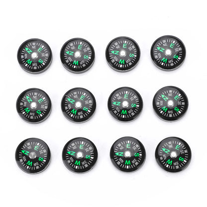12pcs 20mm Mini Pocket Oil Filled Compass Survival Compasses For Hiking Camping Outdoor Activities Accessory