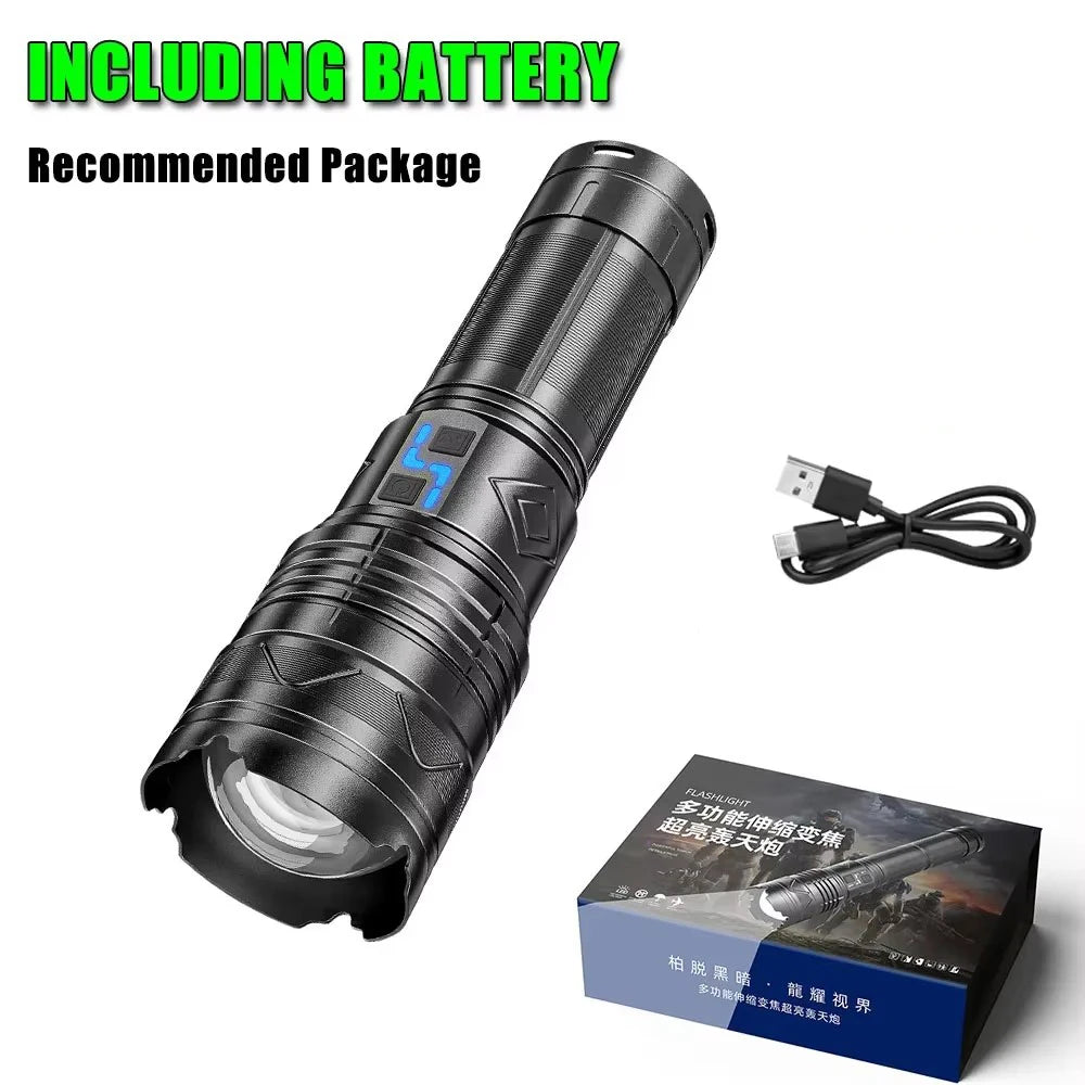 20000LM Super Bright Tactical Flashlight 100W GT60 Long Range Powerful LED Torch USB Rechargeable Using 4 181350A Batteries