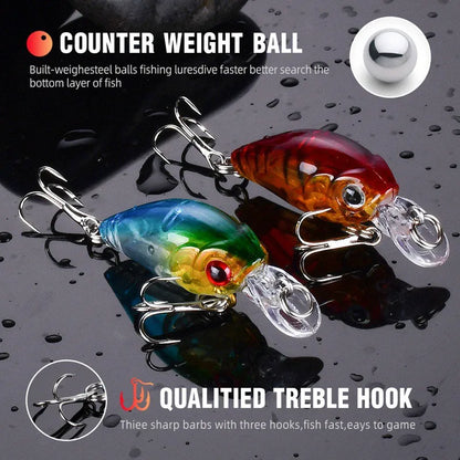 8pcs Crank Bait Minnow Fishing Lure Set Floating Artificial Bait Topwater Fishing Bait