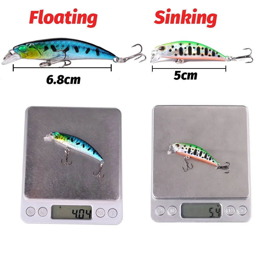 5pcs Fishing Lure Kit Sinking Minnow Trout Artificial Bait Crank Bait Bass Hook Wobbler Fishing Tackle Box Floating Jerkbait