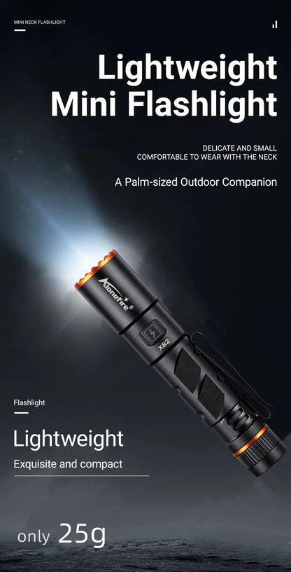 Zoom Mini EDC High Bright LED Pen Flashlight USB Rechargeable Magnet Small Torch Outdoor Camping Hiking Emergency Lighting Light