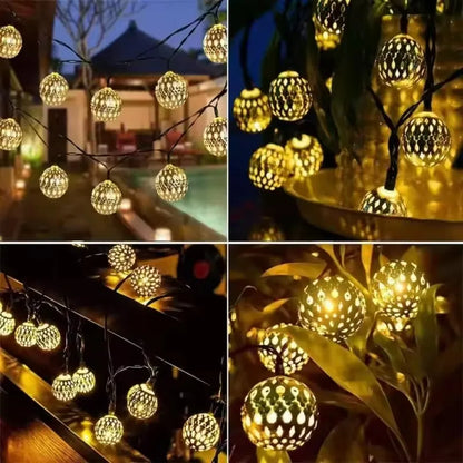 1Pcs Moroccan Ball Solar String Lights 20/30/50 LED Outdoor String Light for Bedroom Garden Wedding Holiday Party Festival Decor