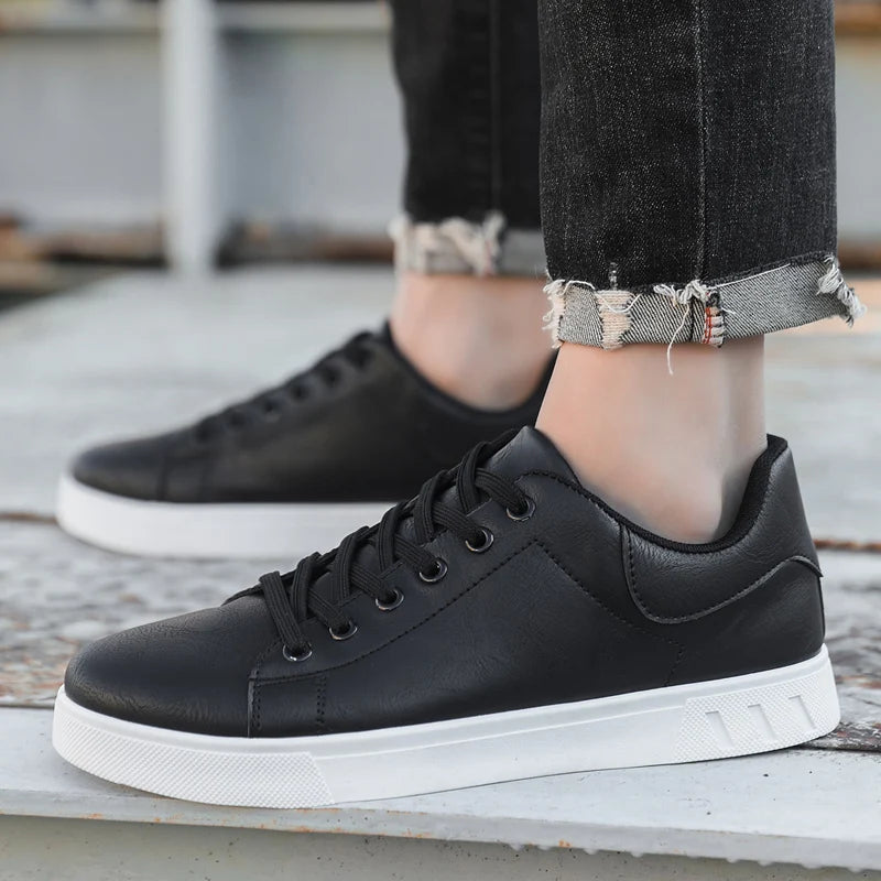 Men’s Leather Casual Sneakers – Comfortable Skateboard Shoes, Urban Style Fashion Trainers