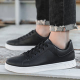 Men’s Leather Casual Sneakers – Comfortable Skateboard Shoes, Urban Style Fashion Trainers