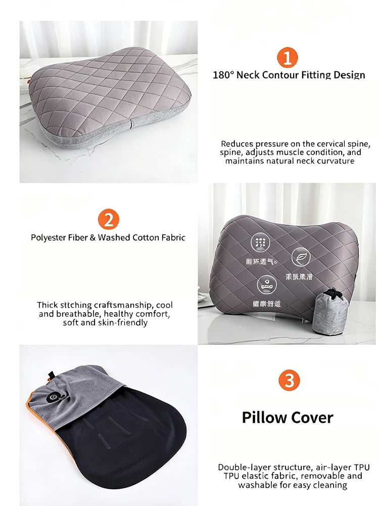 Outdoor Travel Portable Inflatable Pillow Outdoor Cushion Camp Beach Car Hotel Foldable Headrest Sleep Tent Use Accessories