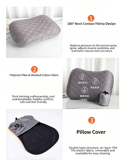 Outdoor Travel Portable Inflatable Pillow Outdoor Cushion Camp Beach Car Hotel Foldable Headrest Sleep Tent Use Accessories