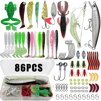 86/88/136/149/366pcs Fishing Lure Kit For Trout/Pike/Bass Multi-Lure Fishing Set Layered Tackle Pro Gear Tackle Box