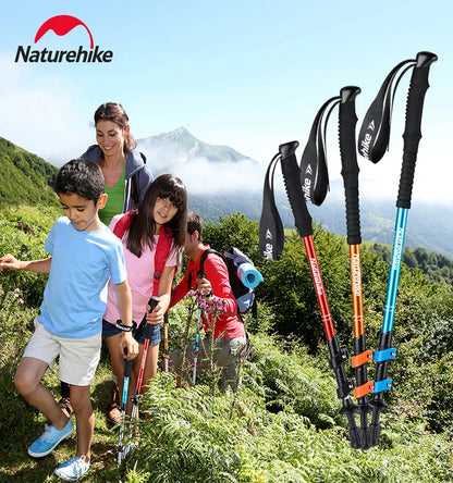 Naturehike Hiking Poles Three Sections Of Aluminum Pole For Mountaineering Hiking Skiing Travel Poles Climbing Trekking Pole
