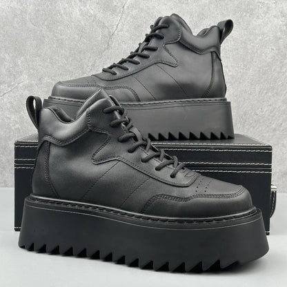 2025 Men’s High Top Sneakers – Leather Platform Casual Shoes | Outdoor Breathable Running & Fashion Trainers
