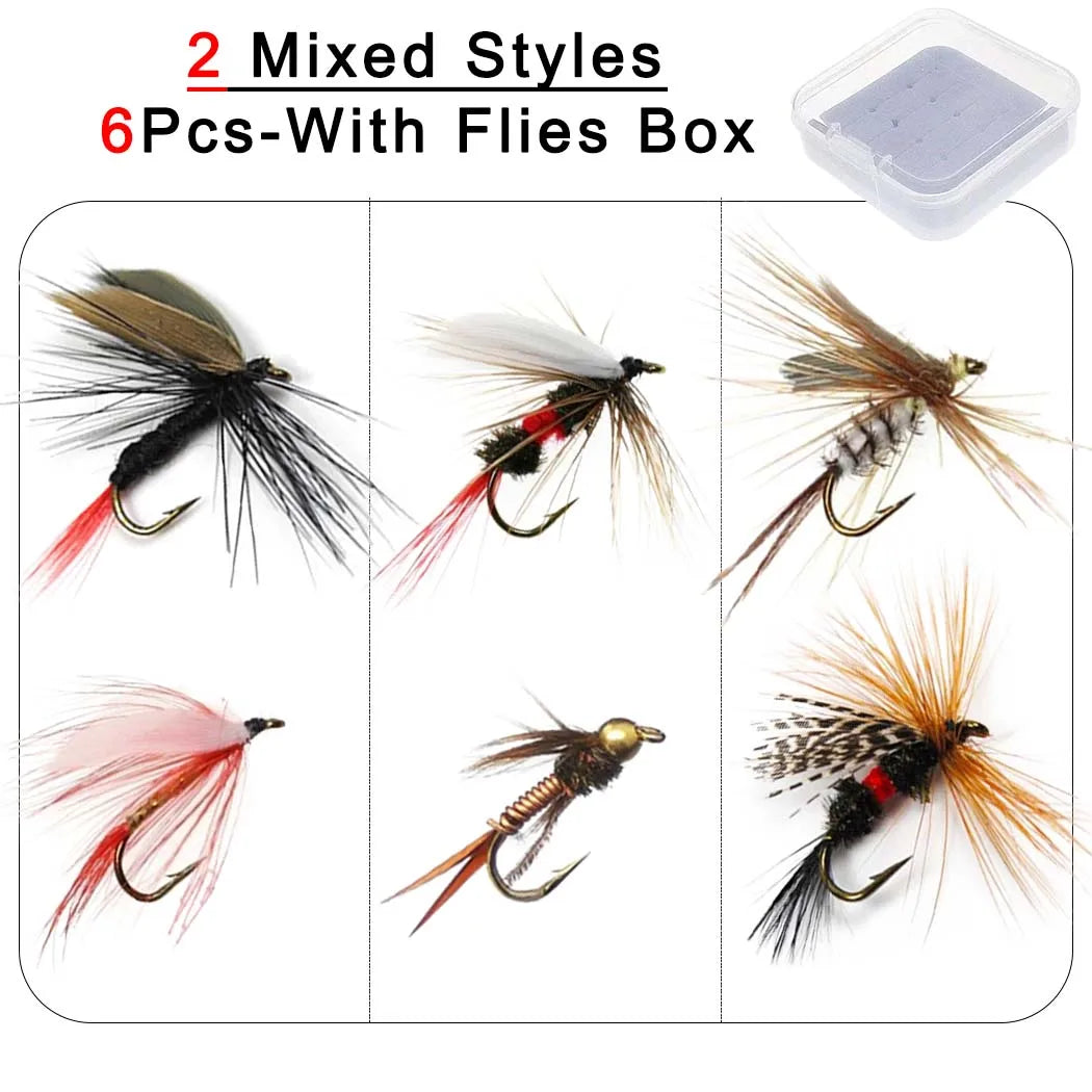 Mixed Nymph and Dry Fly Box (6 Pack)