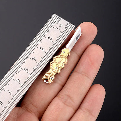 5cm Acrylic Mini Folding Knife Pendant Brass Wood Keychains Sharp Small Blade Portable Hanging Outdoor Camping Unboxing Knife
