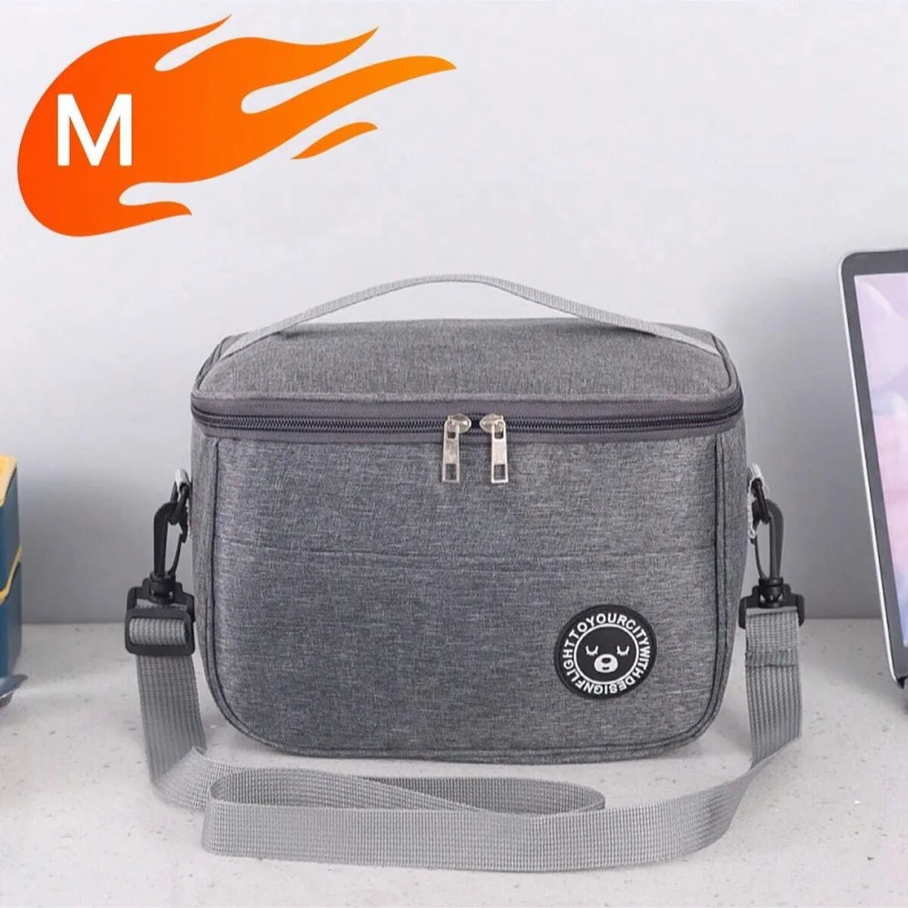 Capacity hand-held with shoulder strap insulated bag, lunch box bag, student thickened waterproof lunch bag。-zmt