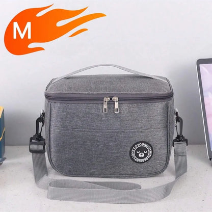 Capacity hand-held with shoulder strap insulated bag, lunch box bag, student thickened waterproof lunch bag。-zmt
