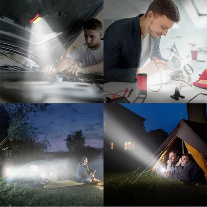 2026 New Magnetic COB Work Light USB Rechargeable LED Flashlight Portable Lantern Camping Light Type-C Power Bank Function Lamps