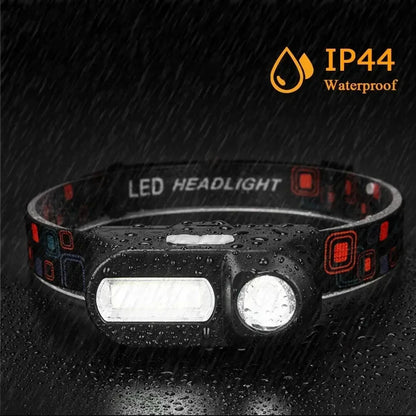 Powerful COB+LED Headlamp 1500LM USB Rechargeable Headlight Waterproof Head Lamp Bright Head Flashlight for Camping Cycling