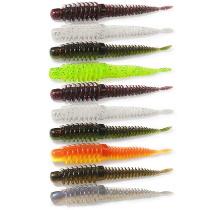 10PCS Soft Lures 6.5cm 7.5cm 8.5cm Thread TPE Worm Jig Hook Carp Fishing Tackle Pesca Swimbait Gear Fishy Flavor Kit Bait