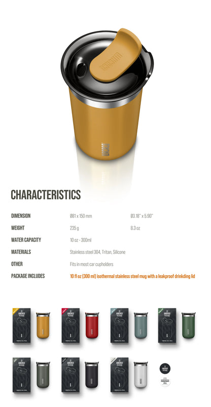 WACACO Octaroma Vacuum Insulated Coffee Mug, Double-wall Stainless Steel Travel Tumbler, 6/10/15 Fl Oz, Thermo, Valentines Gift