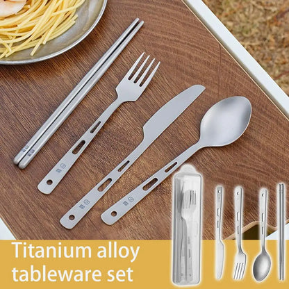 Travel Camping Utensils Set Lightweight Outdoor Survival Cutlery Spoon Knife Fork Chopsticks Durable Hiking Tableware