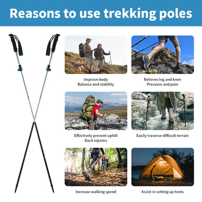 Naturehike 2026 New Trekking Poles Ultralight Folding 1Pcs Walking Cane High Load Aluminum Hiking Walking Telescopic Stick